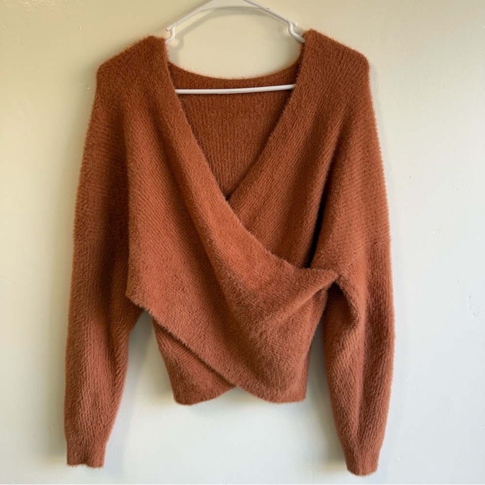 Pumpkin Orange Fuzzy Cozy Sweater